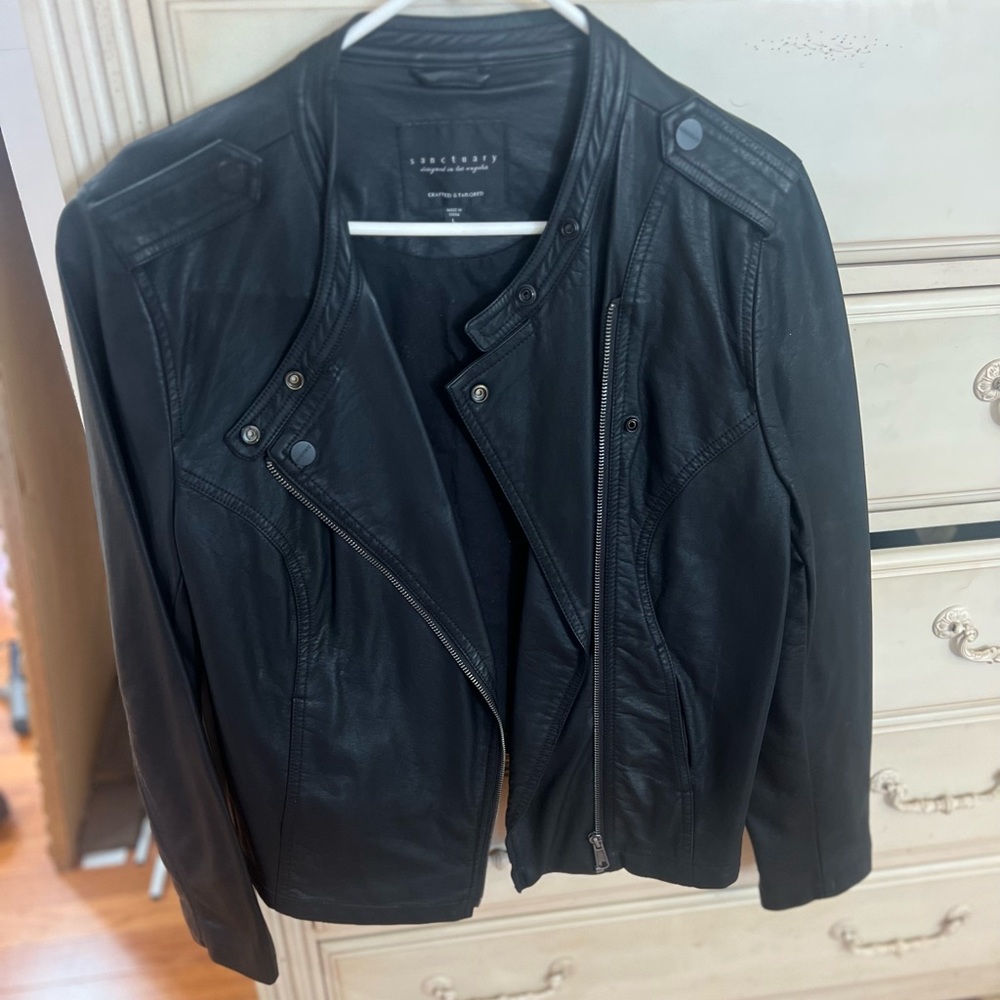 Sanctuary black vegan leather jacket